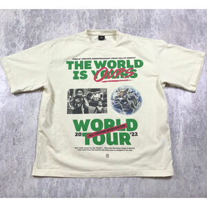 Milli Merch T-Shirt Mens Medium Beige The World Is Ours Oversized Cropped